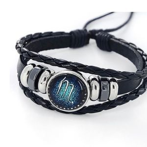 New Genuine Leather Scorpio Birthday Zodiac Sign Bracelet